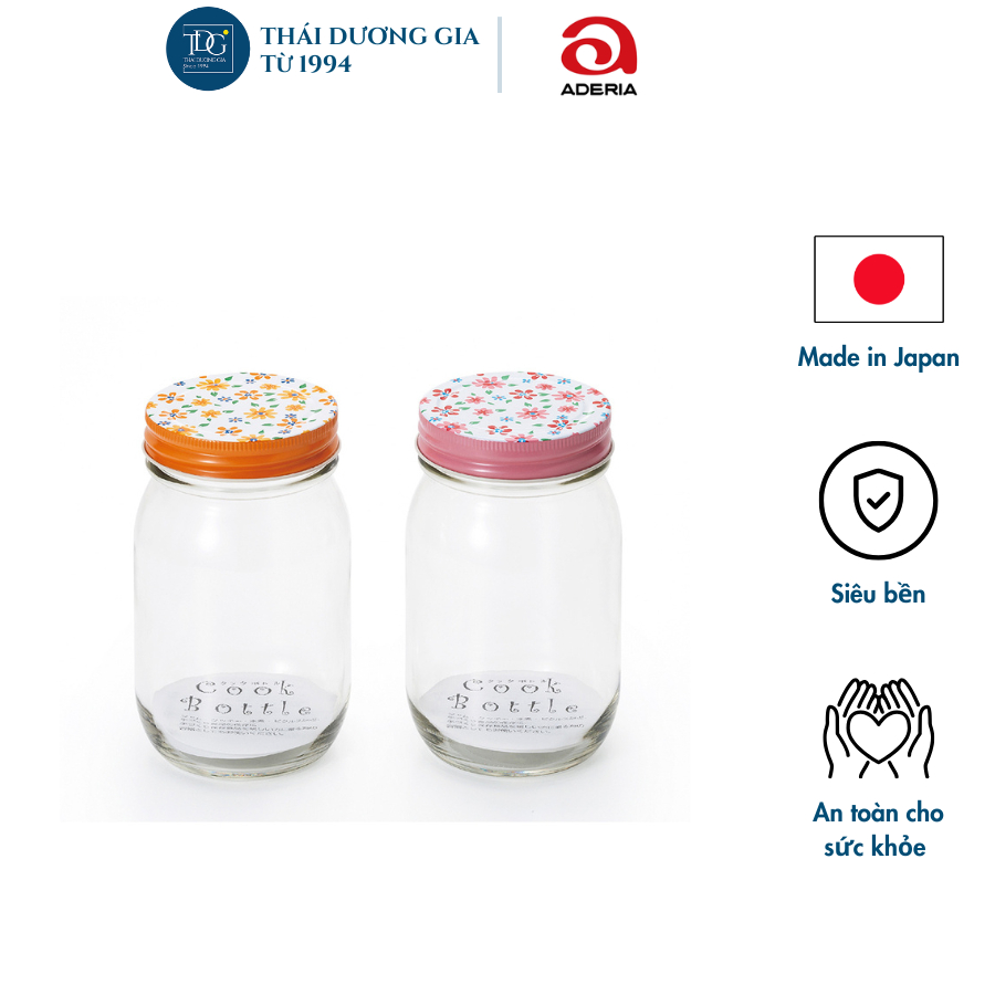Lọ đựng gia vị, đồ khô thủy tinh nắp hợp kim chống gỉ 450ml Nhật Bản Aderia – S-2033-C