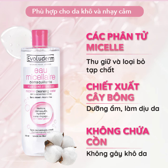 Ảnh Nước tẩy trang Evoluderm dành cho da dầu mụn, nhạy cảm dễ kích ứng 125ml 4