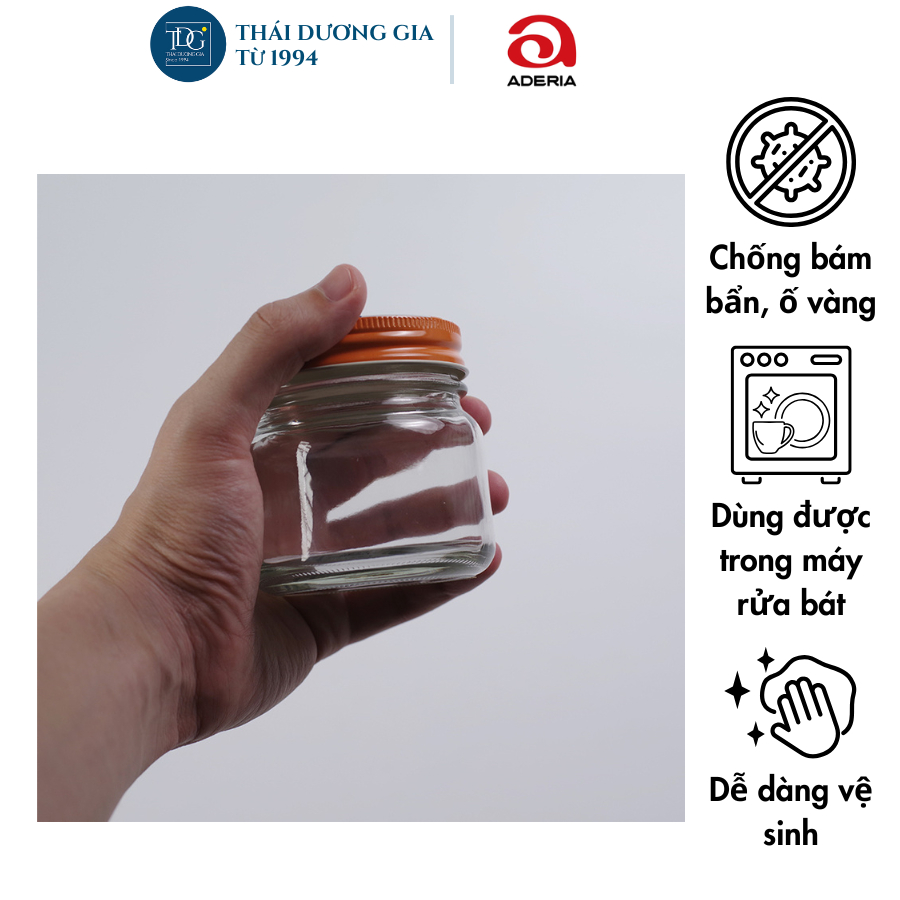 Lọ đựng gia vị, đồ khô thủy tinh nắp hợp kim chống gỉ 200ml Nhật Bản Aderia | Thái Dương Gia