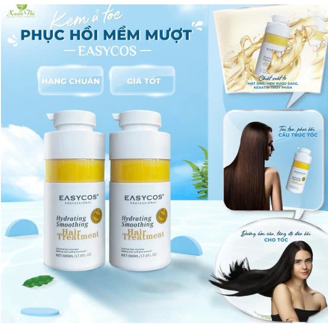 Kem Ủ Tóc Phục Hồi Hư Tổn, Hấp Tóc Khô Xơ Rối Gãy Rụng, Dưỡng Tóc Siêu Mềm Mượt EASYCOS | Made in England | 500ml