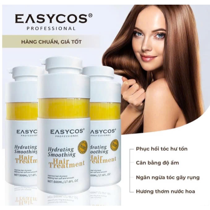 Kem Ủ Tóc Phục Hồi Hư Tổn, Hấp Tóc Khô Xơ Rối Gãy Rụng, Dưỡng Tóc Siêu Mềm Mượt EASYCOS | Made in England | 500ml