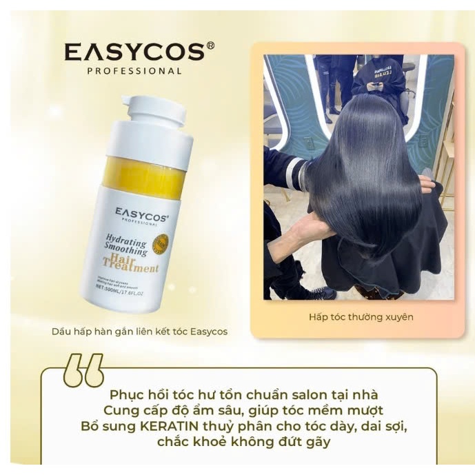 Kem Ủ Tóc Phục Hồi Hư Tổn, Hấp Tóc Khô Xơ Rối Gãy Rụng, Dưỡng Tóc Siêu Mềm Mượt EASYCOS | Made in England | 500ml