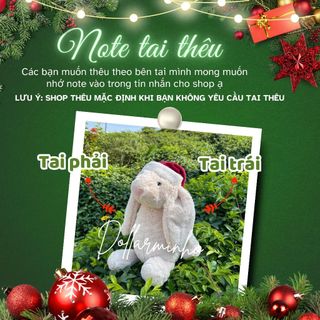 Thỏ Bông Thêu Tên Quà Tặng Giáng Sinh Dài 40cm Đội Mũ Noel Ôm Cây Thông
