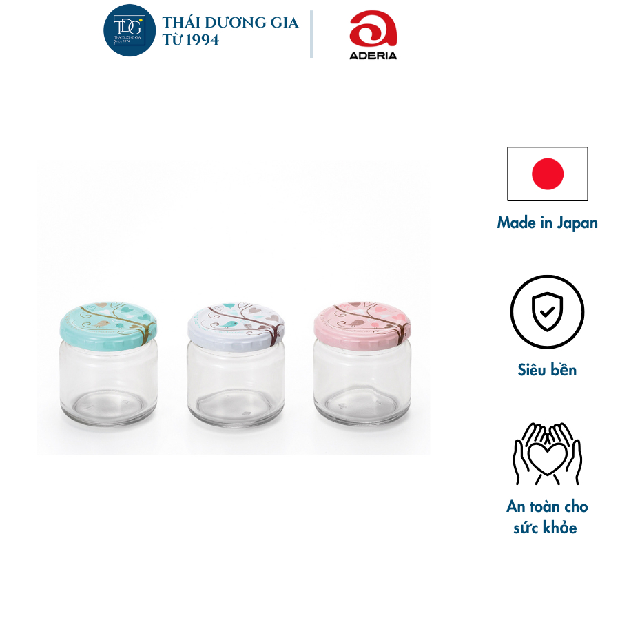 Lọ đựng gia vị, đồ khô thủy tinh nắp hợp kim chống gỉ 150ml Nhật Bản Aderia | Thái Dương Gia