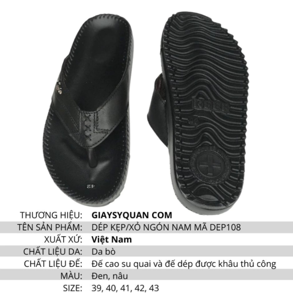 Dép Kẹp Xỏ Ngón Nam Mã Dep108 Đen