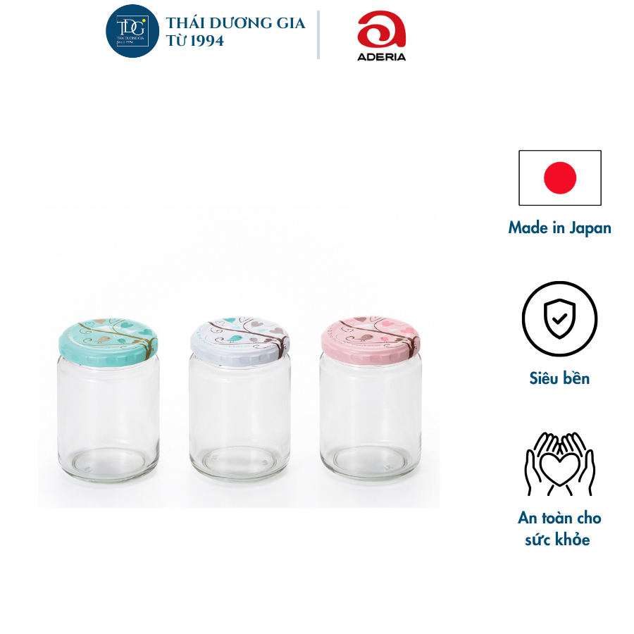 Lọ đựng gia vị, đồ khô thủy tinh nắp hợp kim chống gỉ 250ml Nhật Bản Aderia | Thái Dương Gia