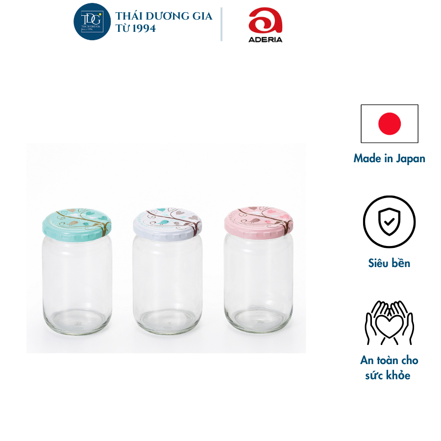 Lọ đựng gia vị, đồ khô thủy tinh nắp hợp kim chống gỉ 280ml Nhật Bản Aderia | Thái Dương Gia