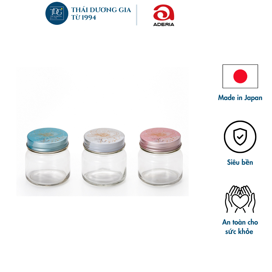 Lọ đựng gia vị, đồ khô thủy tinh nắp hợp kim chống gỉ 200ml Nhật Bản Aderia | Thái Dương Gia