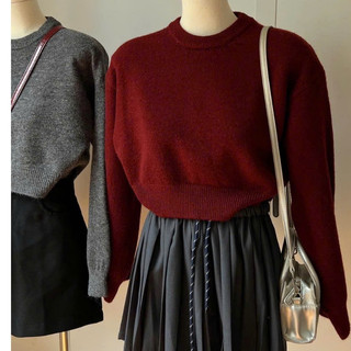 Áo len croptop trơn dài tay dáng ngắn 247store Aolencroptoptron786