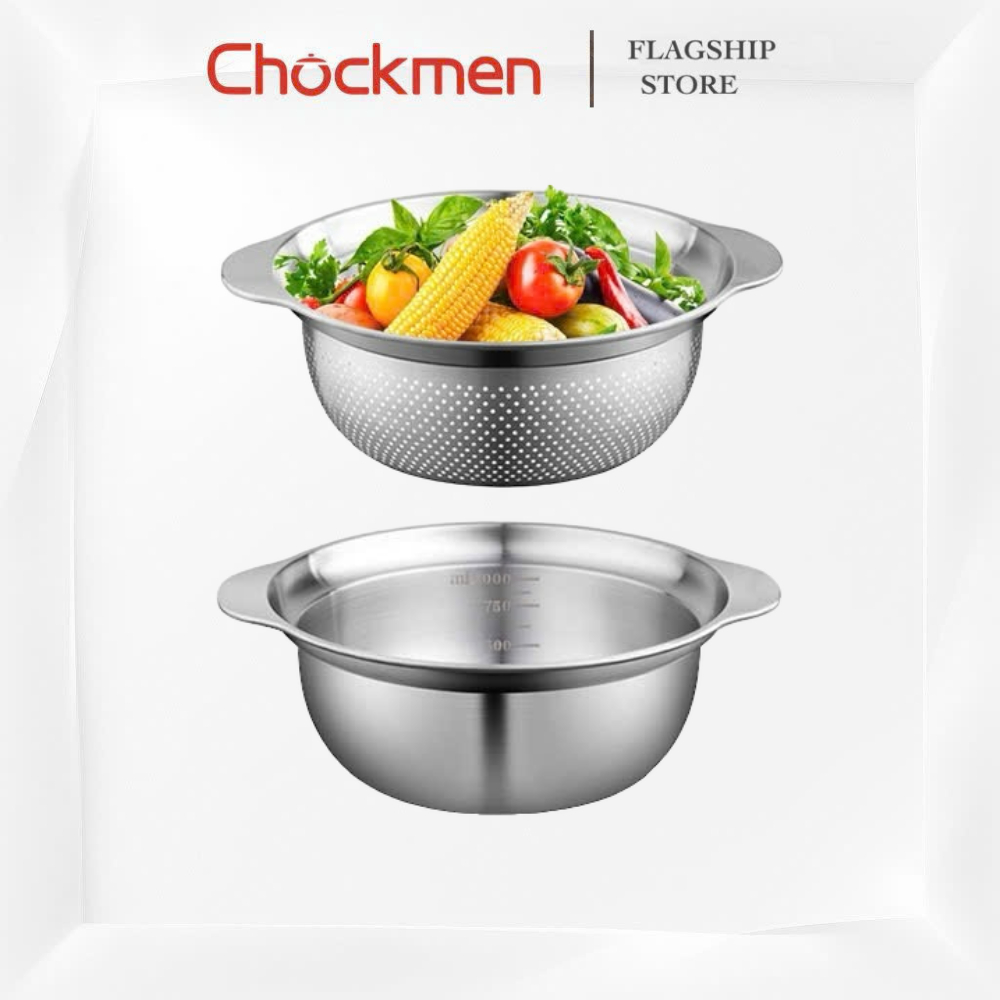 Rổ Giá Chậu KINSGEM by Chockmen Inox Dày Dặn Rổ Giá Đãi Gạo Rửa Rau Rổ Nhà Bếp Đa Năng