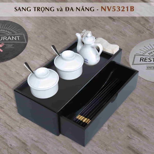 Hộp đựng đũa đa năng màu đen có hủ tăm khăn giấy cho quán ăn Nhatvywood NV5321B