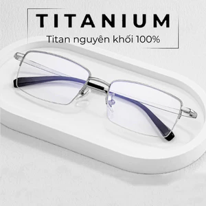 Gọng Kính Titanium Nam nữ 𝐂𝐥𝐚𝐬𝐬𝐢𝐜 Gọng Mắt Kính Titan kính nửa gọng cao cấp 69B