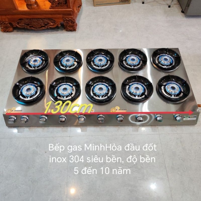 Bếp 10 lò VI85 cao cấp siêu bền đầu đốt inox 304 đúc điếu gang chuyên ...