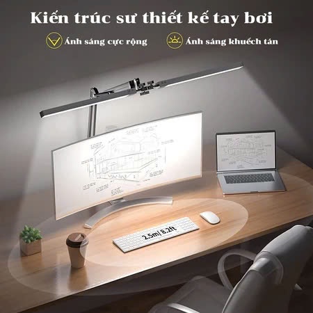 Đèn bàn học, đọc sách bóng Led 3 màu siêu sáng 10 chế độ chống cận - Đèn kẹp bàn Pixar hiện đại, tiết kiệm không gian