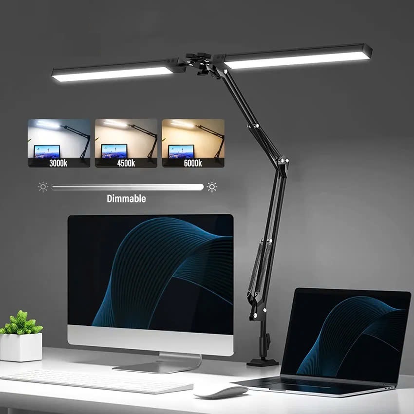 Đèn bàn học, đọc sách bóng Led 3 màu siêu sáng 10 chế độ chống cận - Đèn kẹp bàn Pixar hiện đại, tiết kiệm không gian
