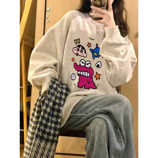 Áo Sweater SOAT Nữ Form Rộng Cổ Tròn Màu Trắng In trái tim Chữ Màu Hồng chew
