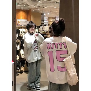 Áo Sweater SOAT Nữ Form Rộng Cổ Tròn Màu Trắng In trái tim Chữ Màu Hồng chew