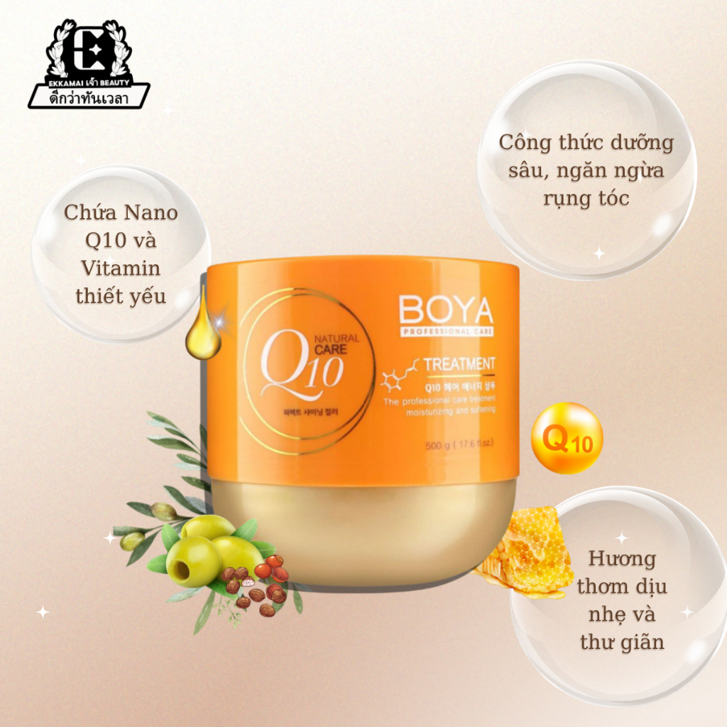 Kem ủ tóc Boya Q10 bản nội địa Thái Ekkamai Beauty giảm bạc tóc dưỡng đuôi tóc không chẻ ngọn
