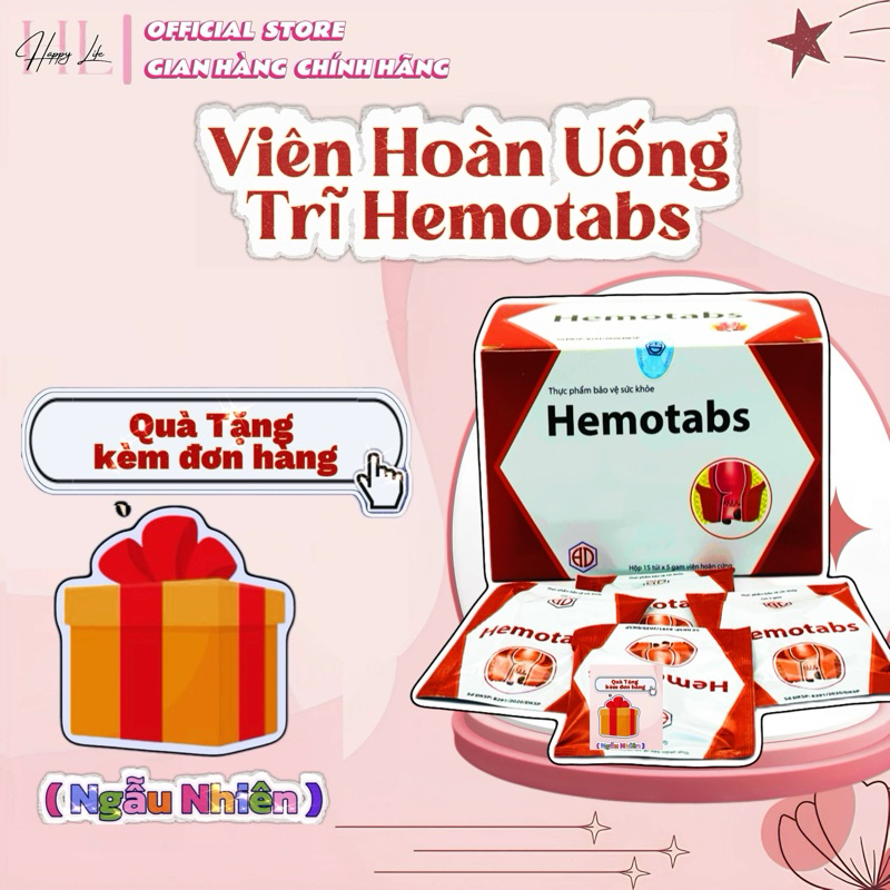 ✅[Chính hãng] Hemotabs hỗ trợ giảm đau rát hậu môn, sa búi trĩ, tăng sức bền thành mạch nhuận tràng (Hộp 15 gói)