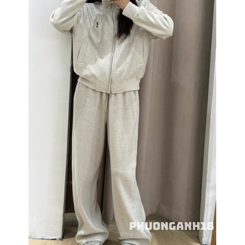 Set áo cổ dựng thêu hình ngựa kèm quần ống suông