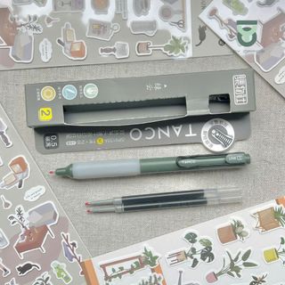 (1 Bút Kèm 2 Lõi) Bút Gel Bấm Mực Đen Ngòi 0.5mm Phong Cách Nhật Bản Vintage_Joy Office
