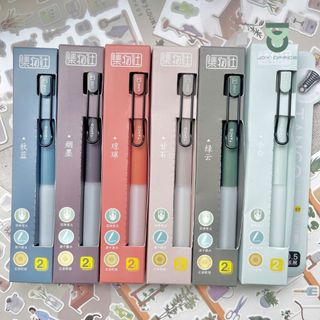 (1 Bút Kèm 2 Lõi) Bút Gel Bấm Mực Đen Ngòi 0.5mm Phong Cách Nhật Bản Vintage_Joy Office