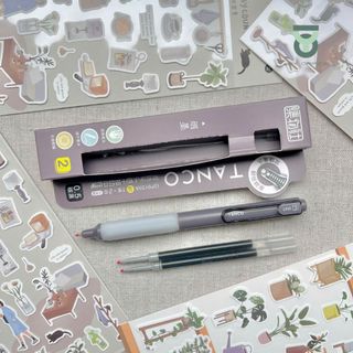 (1 Bút Kèm 2 Lõi) Bút Gel Bấm Mực Đen Ngòi 0.5mm Phong Cách Nhật Bản Vintage_Joy Office