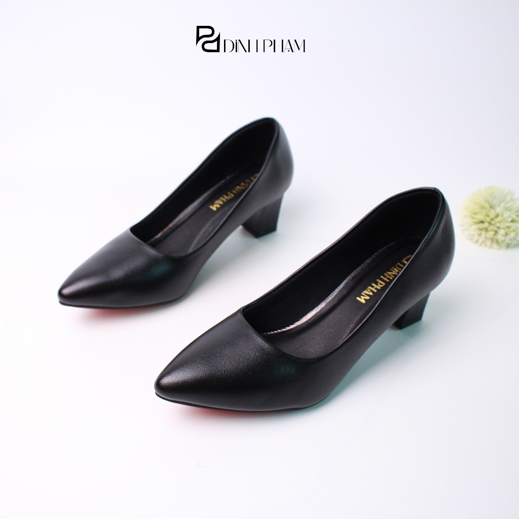 Giày mũi nhọn công sở cao 3 phân, 5 phân chất da mờ mềm êm chân
