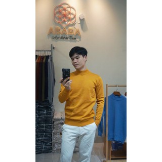 Áo len nam cổ 5p  ABABA chất liệu mềm mịn giữ ấm tốt dài tay dáng ôm vừa Size M L XL XXL -5p-m9