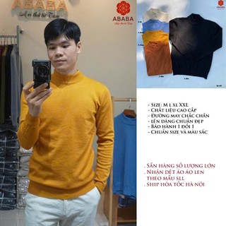 Áo len nam cổ 5p  ABABA chất liệu mềm mịn giữ ấm tốt dài tay dáng ôm vừa Size M L XL XXL -5p-m9