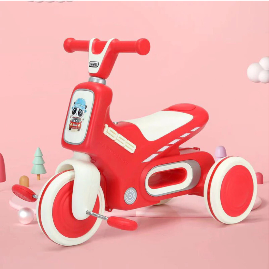 Xe đạp 3 bánh gấu Panda 5188 có nhạc có đèn cho bé - xe ba bánh mẫu mới