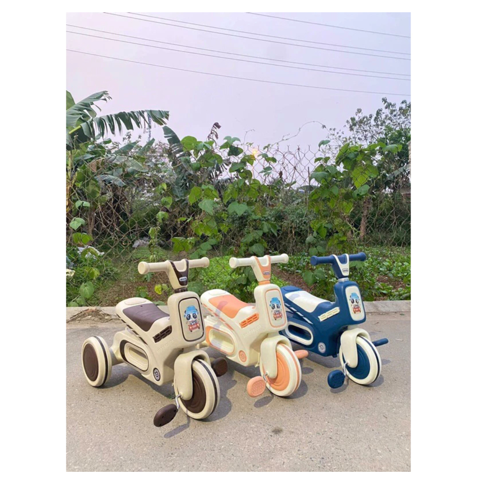 Xe đạp 3 bánh gấu Panda 5188 có nhạc có đèn cho bé - xe ba bánh mẫu mới