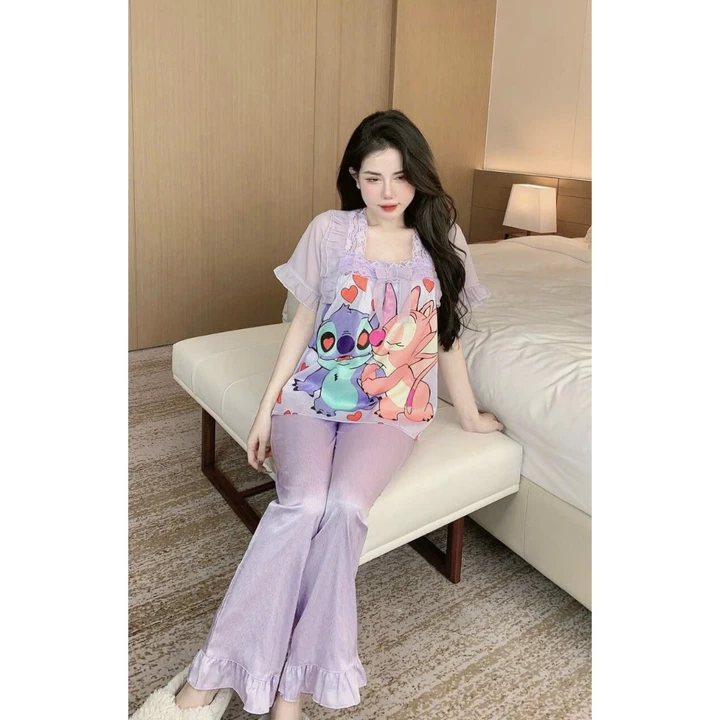 ẢNH THẬT đồ bộ pijama tay ngắn thiết kế dễ thương, đồ bộ nữ lụa min mát, pijama nữ giá rẻ tận xưởng đồ bộ pizama
