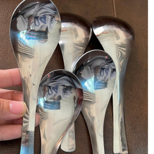 Thìa inox chống gỉ sáng bóng,muỗng inox ăn phở cơm cháo súp đầu tròn thiết kế sang trọng hiện đại,