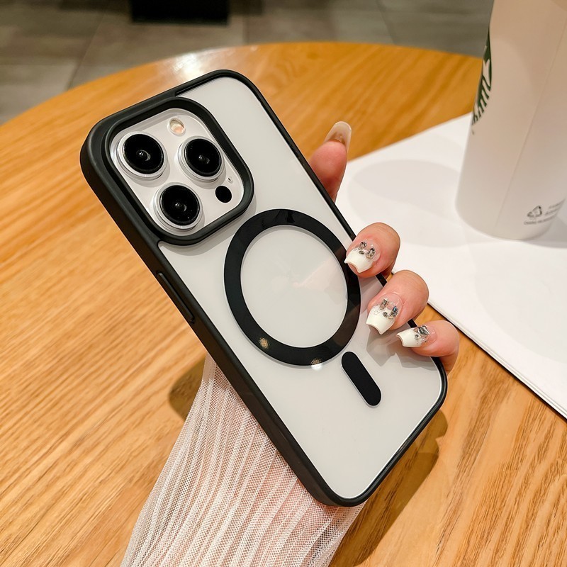 [ IPHONE 16 ] Ốp Điện Thoại Từ Tính lưng cứng viền màu P46 KOLEAD đạt chuẩn chống va đập Iphone 14 15 16 Plus Pro Promax