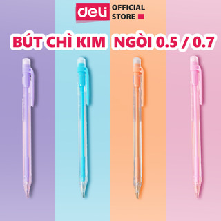 Bút Chì Kim Pastel Deli Ngòi 0.5mm/0.7mm Deli, Bút Chì Bấm Cơ Học Có Đầu Tẩy Thiết Kế Chống Gãy Ngòi