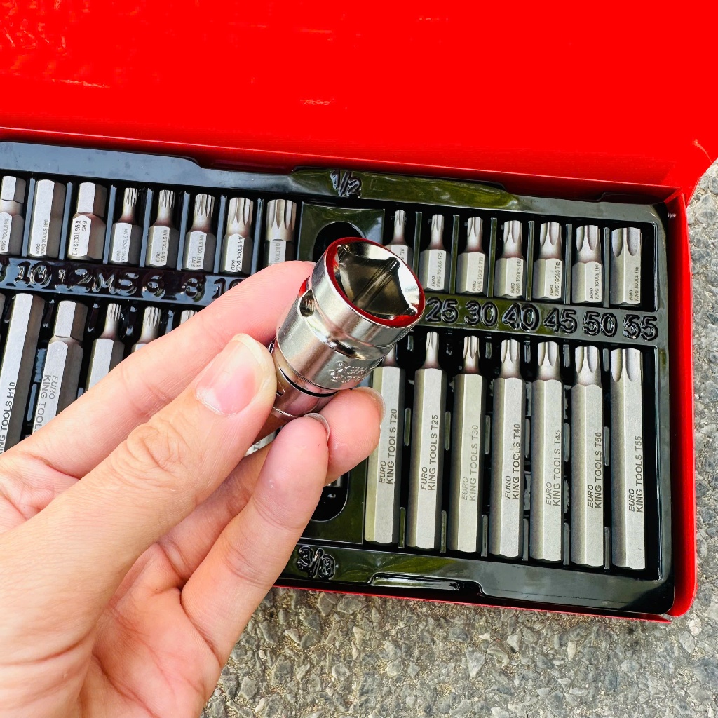 Bộ Tuýp Lục Giác & Hoa Thị 40 Chi Tiết EUROKING TOOLS – Thép S2 Nhiệt Luyện, Đầu Tuýp Ngắn & Dài