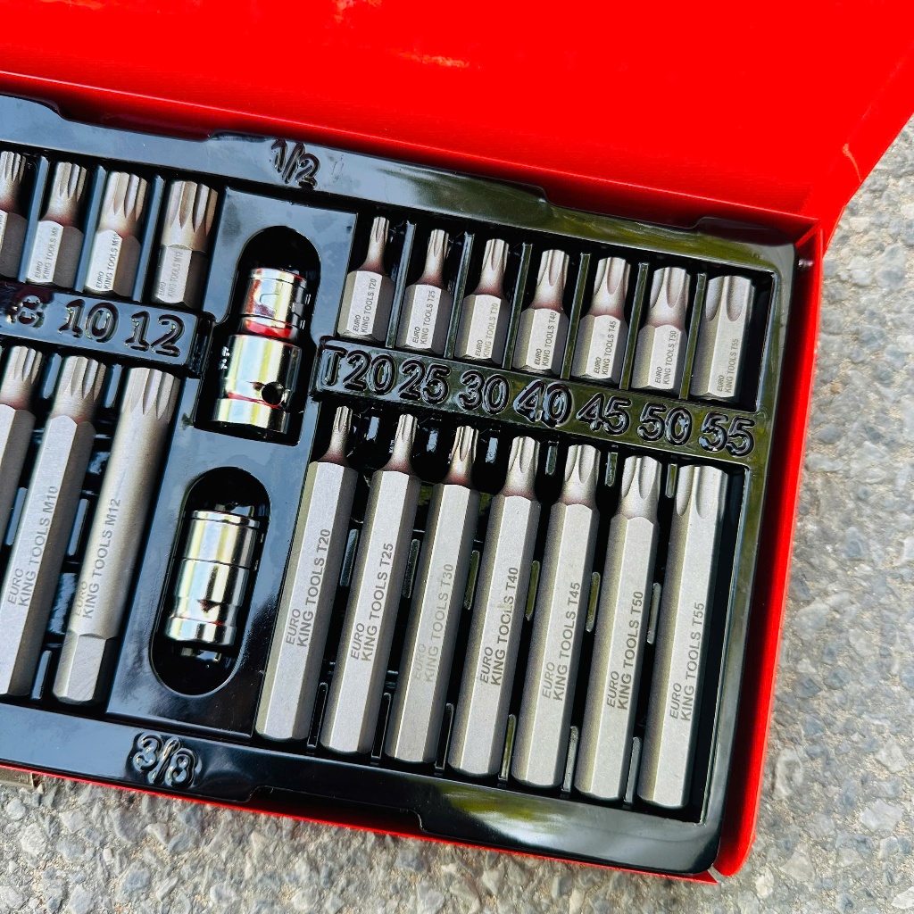Bộ Tuýp Lục Giác & Hoa Thị 40 Chi Tiết EUROKING TOOLS – Thép S2 Nhiệt Luyện, Đầu Tuýp Ngắn & Dài