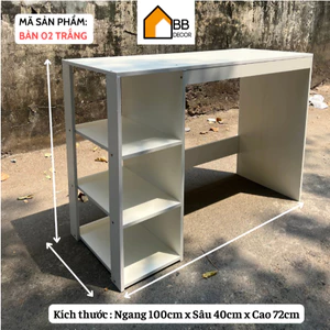 Bàn Làm Việc Gỗ MDF 🔥𝑭𝑹𝑬𝑬𝑺𝑯𝑰𝑷🔥 Bàn Học Kết Hợp Giá Sách 3 Ngăn Tiện Lợi 2 Màu