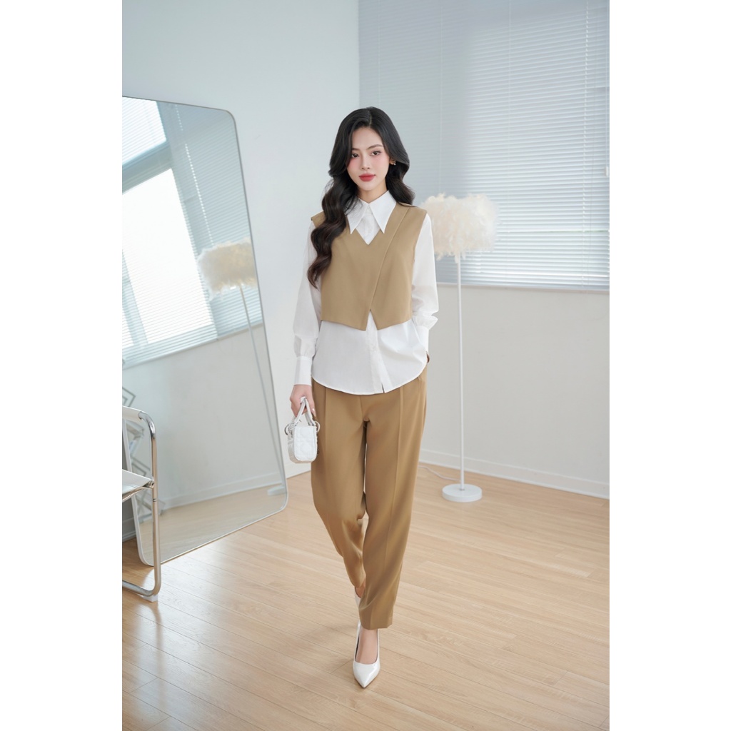Ảnh Áo Sơ Mi Nữ 𝐂𝐂𝐇𝐀𝐓 Kiểu 2 Chi Tiết Roses Chất Liệu Tuytsi Cao Cấp 23FDS8013ST 3
