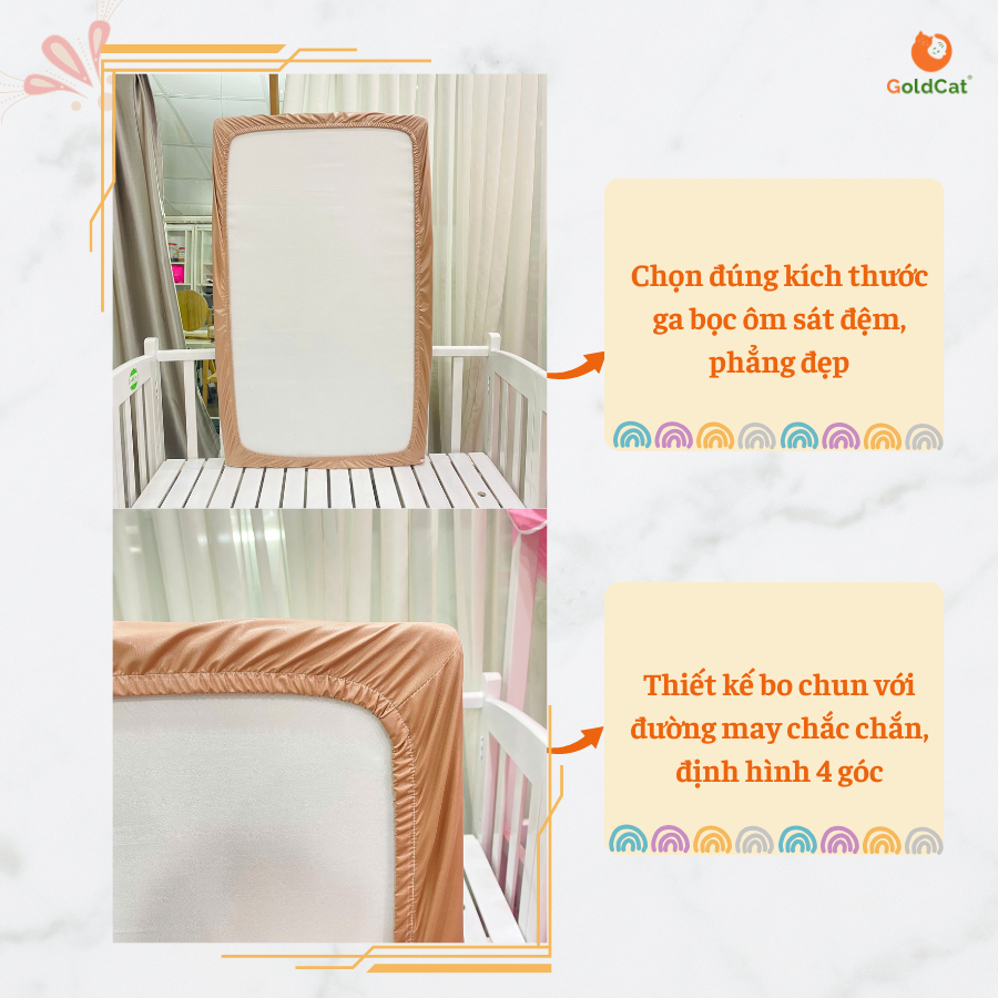 Ảnh Ga Chống Thấm Cho Bé GOLDCAT 2 Lớp Cao Cấp, Mặt Vải Cotton Siêu Mềm, Giúp Ngăn Ẩm Ướt, Hôi Mốc. 4