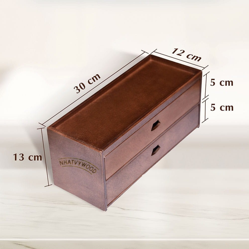 Hộp Gỗ Đựng Đũa Muỗng Thìa Bằng Gỗ Sồi 2 Tầng Cho Nhà Hàng Quán Ăn NHATVYWOOD NV5322