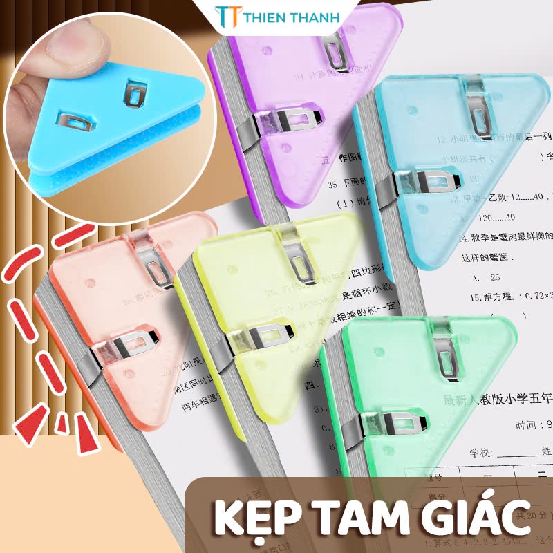Kẹp Giấy Tam Giác Dễ Thương, Kẹp Tài Liệu Bằng Nhựa Trong Suốt Đơn Giản Có Thể Trang Trí Cute