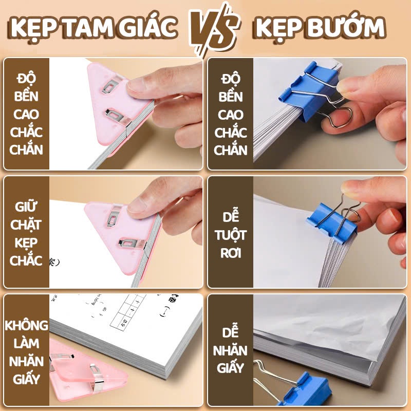 Kẹp Giấy Tam Giác Dễ Thương, Kẹp Tài Liệu Bằng Nhựa Trong Suốt Đơn Giản Có Thể Trang Trí Cute