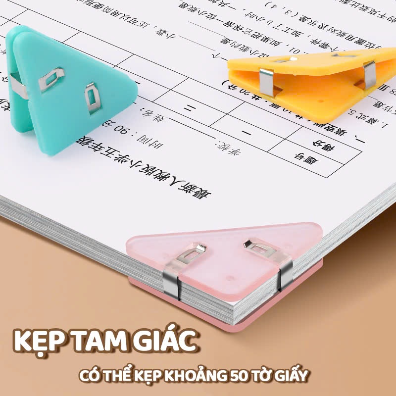 Kẹp Giấy Tam Giác Dễ Thương, Kẹp Tài Liệu Bằng Nhựa Trong Suốt Đơn Giản Có Thể Trang Trí Cute