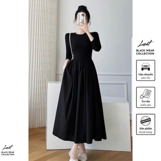 Váy thiết kế dáng dài xòe phong cách tối giản LUST chất liệu dày dặn ĐT264