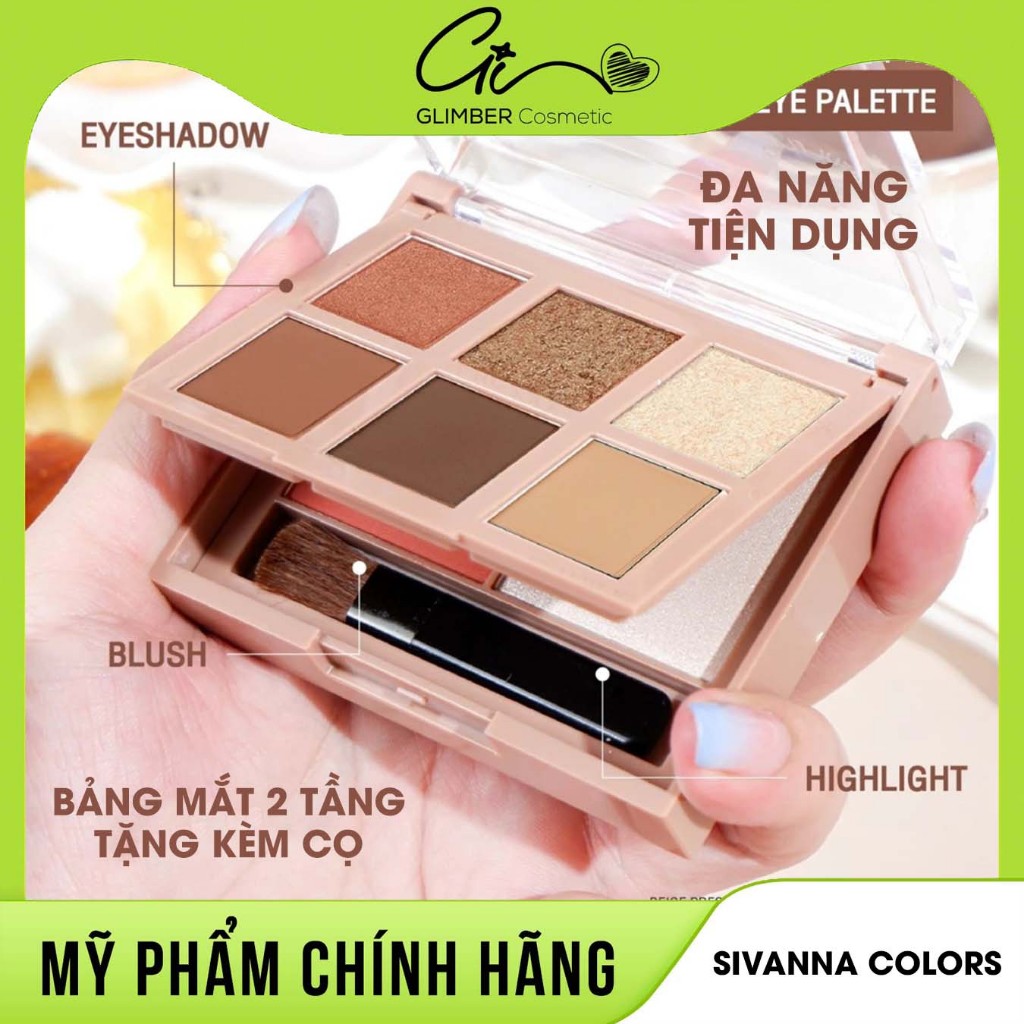 Phấn mắt Đa Năng Sivana 2 tầng Double Eye hộp 6 ô mắt - 1 bắt sáng - 1 ...