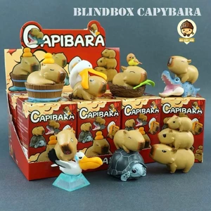 Blindbox sét 7 mô hình capybara chuột đại chiến capybara, bộ sưu tập mô hình capybara hottrend trang trí derco