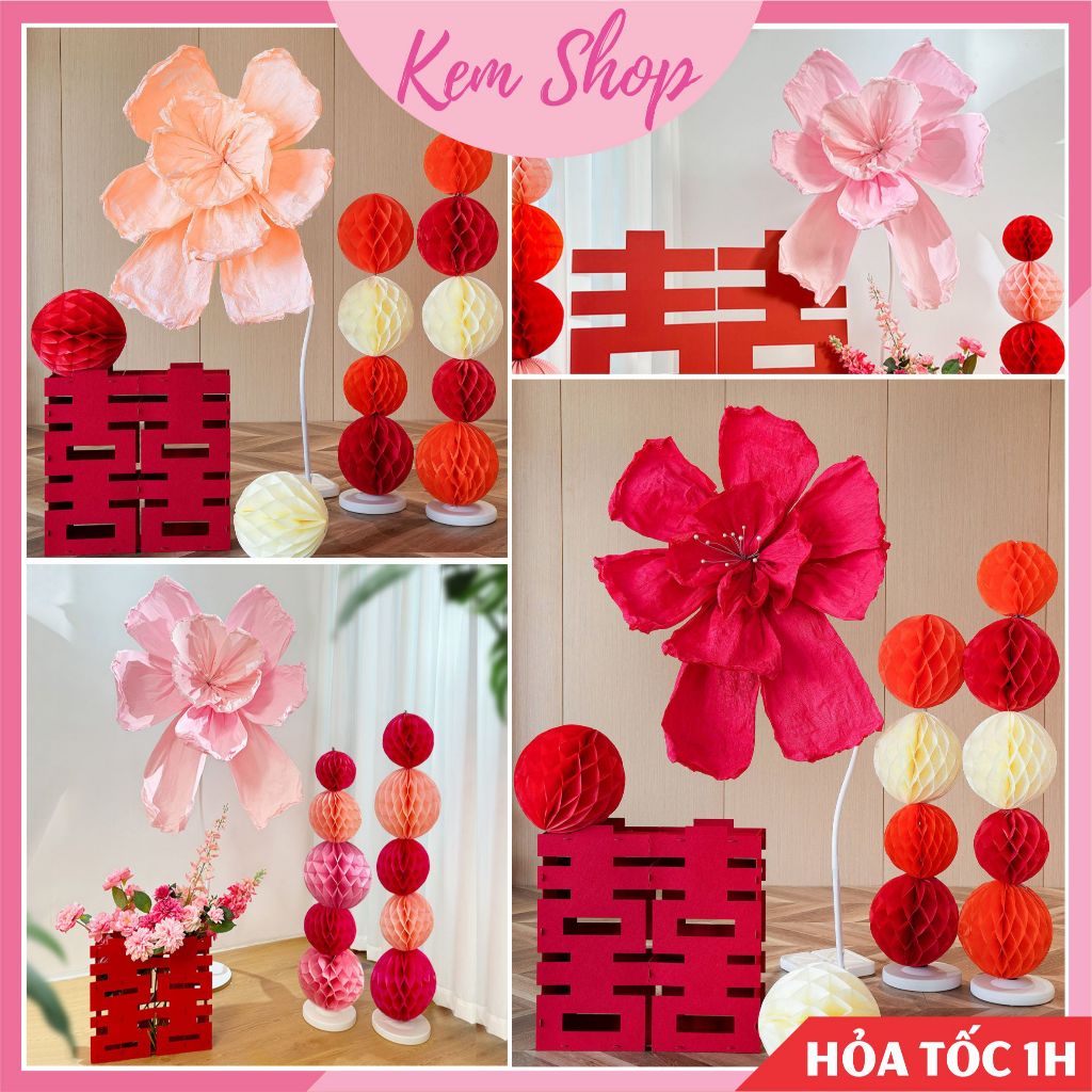 Hoa giấy khổng lồ decor trang trí sự kiện, lễ tết, đám cưới, sinh nhật - Kem Shop K44