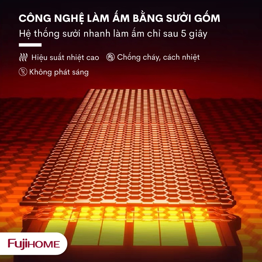 Máy sưởi gốm FH3000 Nhập Khẩu không khô da FUJIHOME điều khiển từ xa, quạt sưởi ấm tiết kiệm điện mini heaters